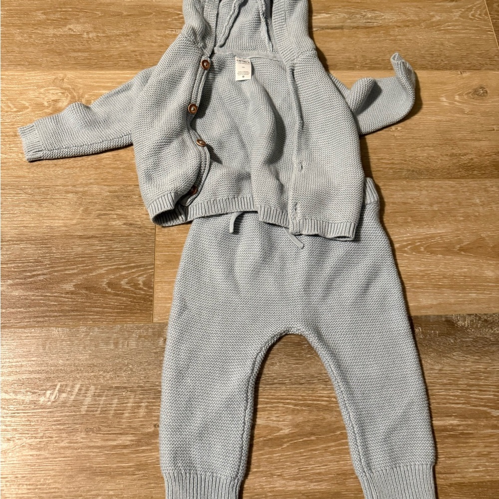 Carter's Light Blue Knit Baby Hoodie